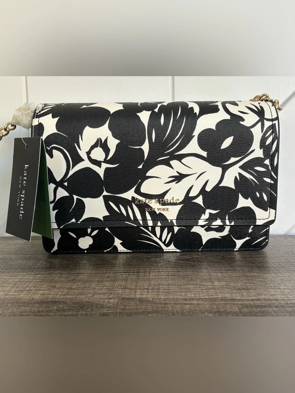 NWT Kate Spade ♠️ Morgan Tropical Foliage Flap Chain Wallet